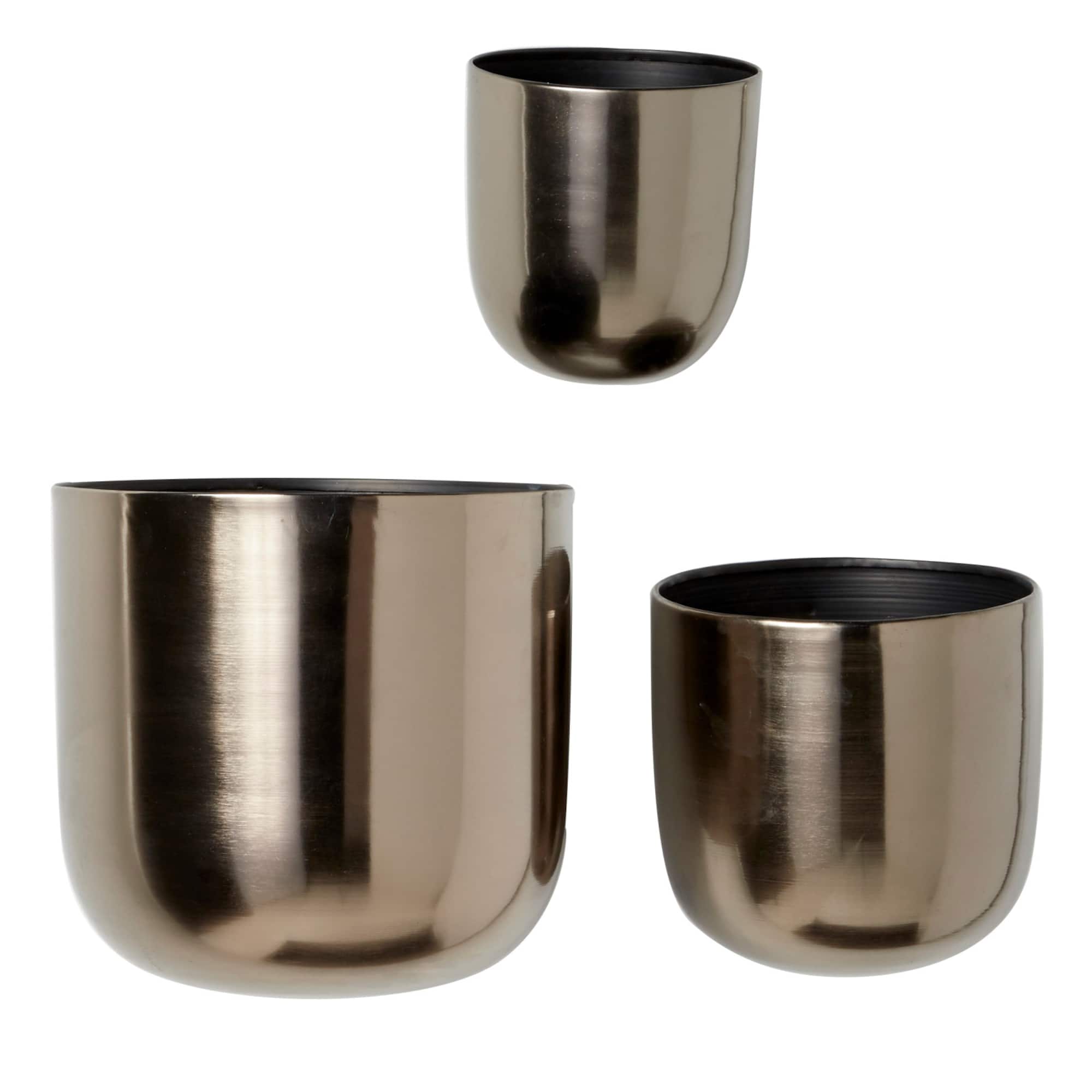 Black Metal Contemporary Hanging Planter Set